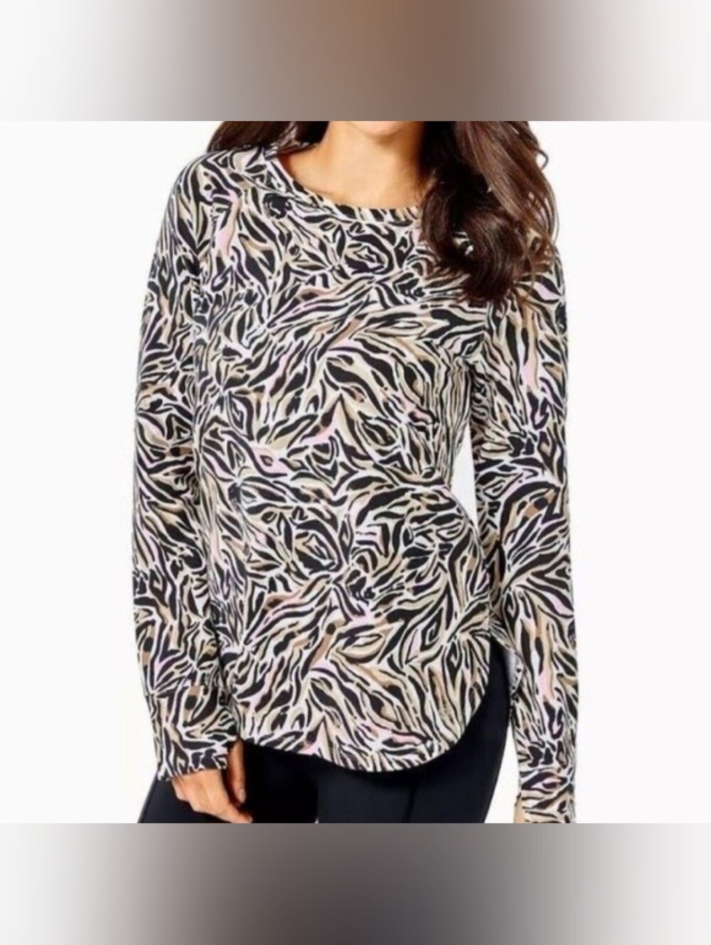 Lilly Pulitzer Blythe Luxletic Zebra Print Long Sleeve Top